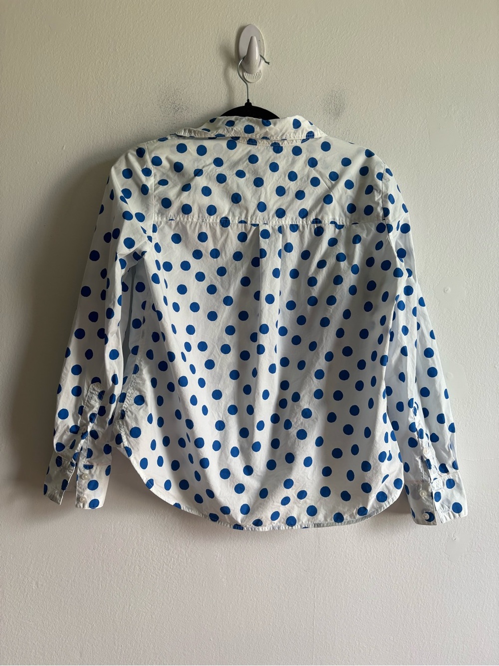 Boden Sz 6 Petite Sienna Cotton White Blue Polk Dots Button Front Shirt - Picture 4 of 9